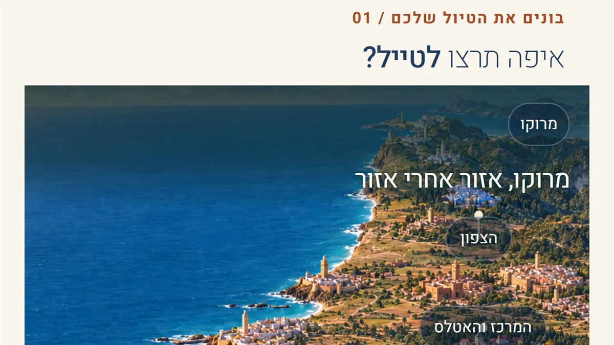 תצוגה של בחירת יעדים בתכנון הטיול למרוקו
